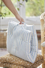 Mattress cushion Frederik w/dusty blue and white thin stripes