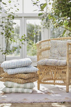 Mattress cushion Frederik w/dusty blue and white thin stripes