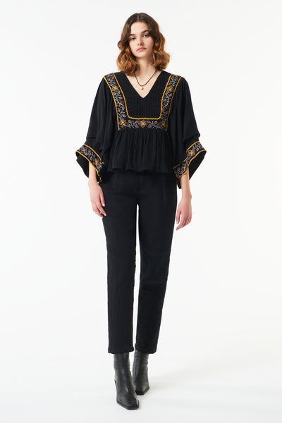 Antik Batik Romie Embroidered Top Black