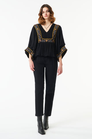 Antik Batik Romie Embroidered Top Black