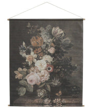 Canvas for hanging w. floral print Roses H145/L124 cm
