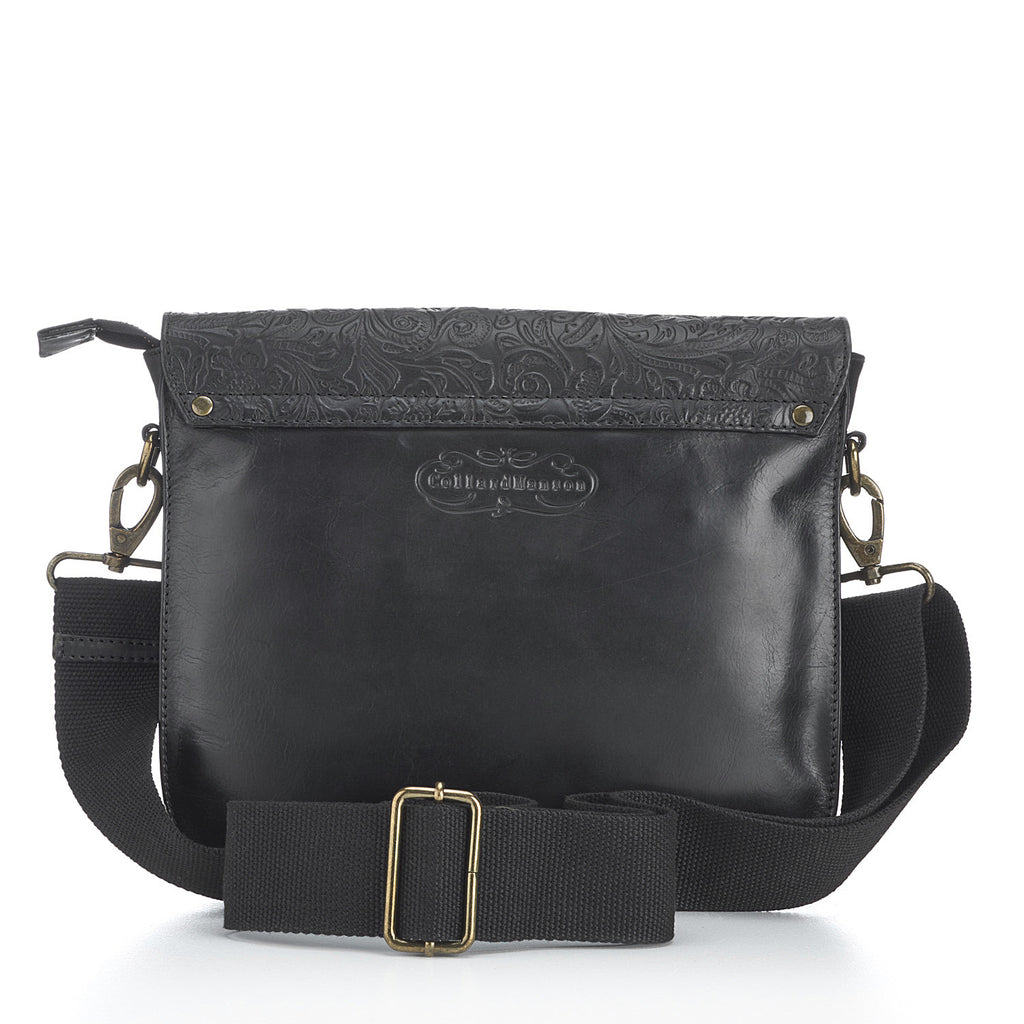 CollardManson Black Floral Ava Saddle Bag