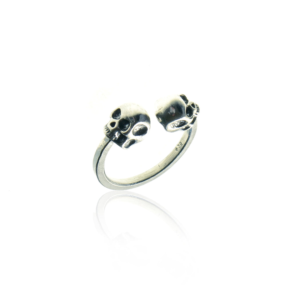 925 Silver double Skull Ring