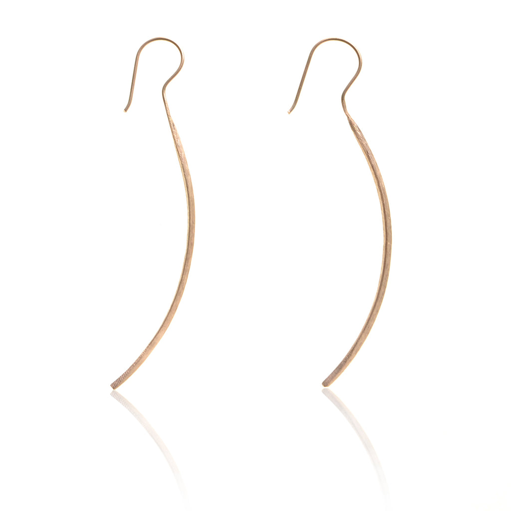 CollardManson 925 Silver Long Curved Earrings- Rose Gold