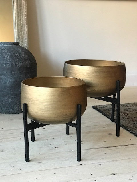 Golden Metal Planters set of two