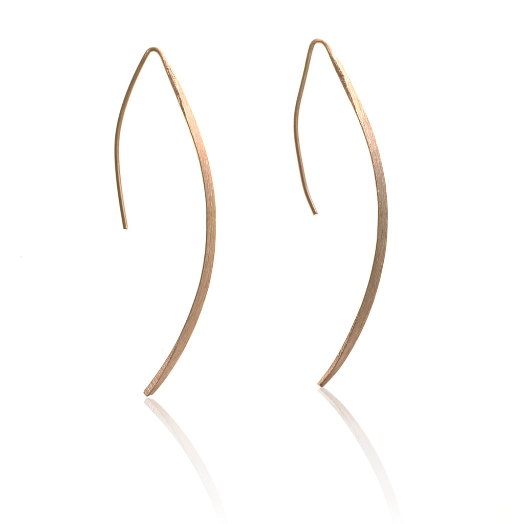 Collard Manson 925 Silver Curved Drop Earrings - Rose Gold