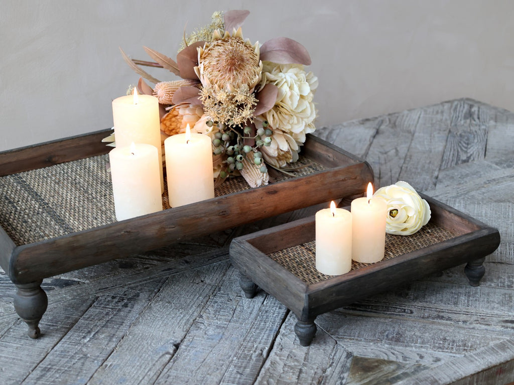 Wooden Tray on feet - small