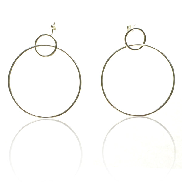 925 Silver Double Circle Hoop Earrings