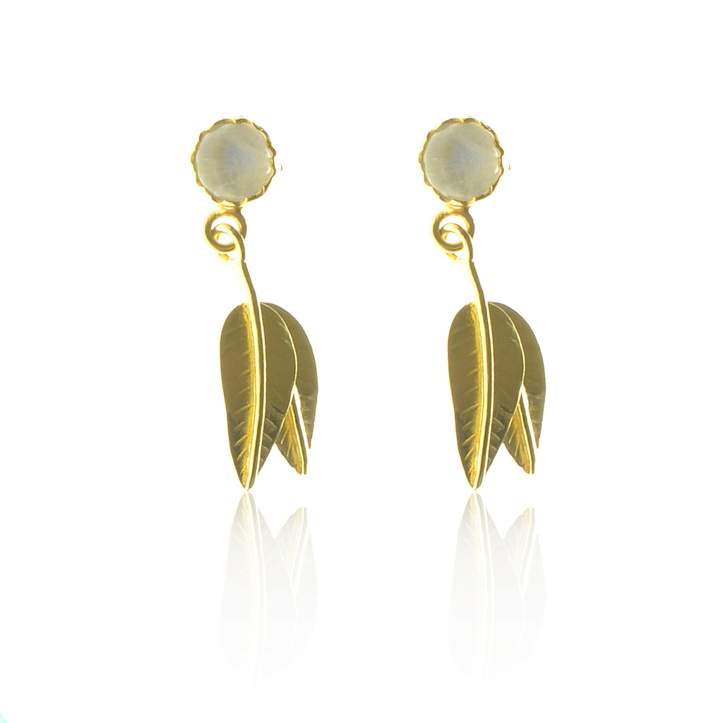 925 silver Gold plated Leaf Earrings