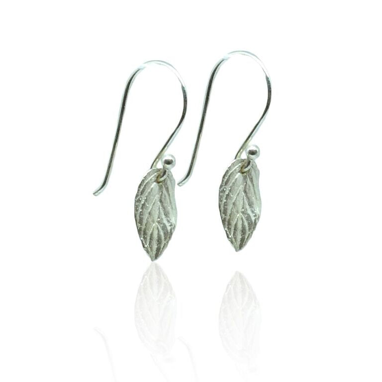 CollardManson 925 Silver Small Leaf Earrings