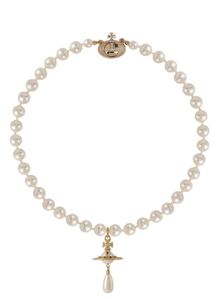 Vivienne Westwood One Row Pearl Drop Choker - Gold Tone/Pearl