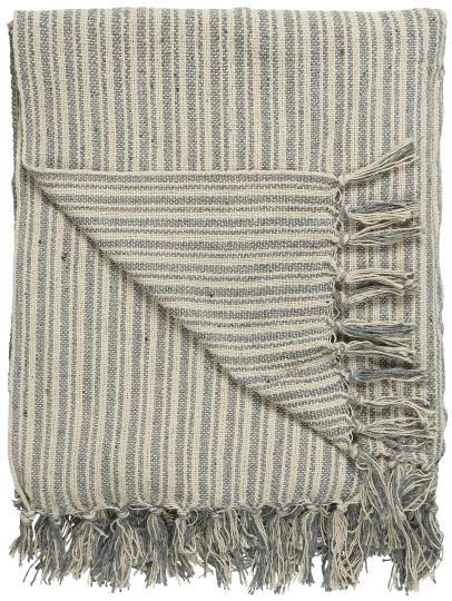 Throw cream/dusty blue stripe pattern