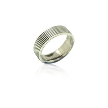 925 Solid Silver Oxidised Ribbed Band