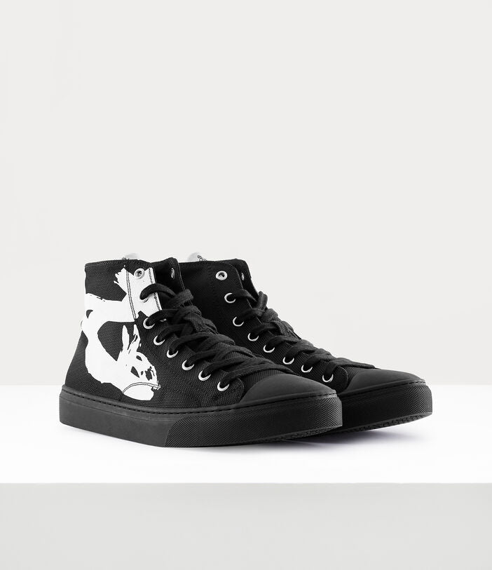 Vivienne Westwood PLIMSOLL HIGH TOP SS23 - WHITE ON BLACK