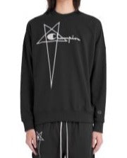 RICK OWENS X CHAMPION KNITTED PULLOVER SWEATSHIRT - BLACK