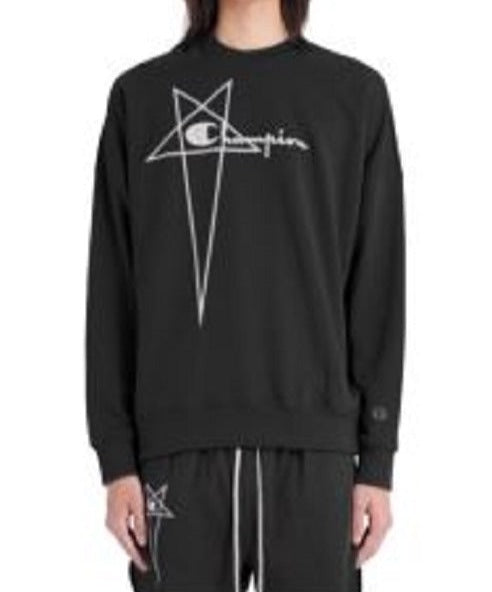 RICK OWENS X CHAMPION KNITTED PULLOVER SWEATSHIRT - BLACK