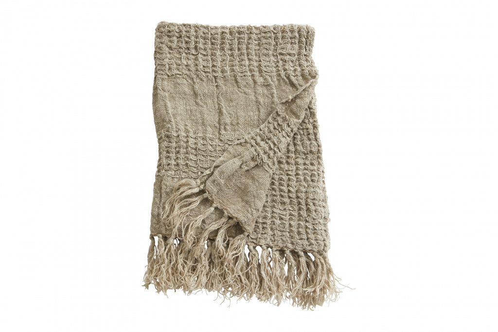 SATURN S towel w/fringes, linen natural