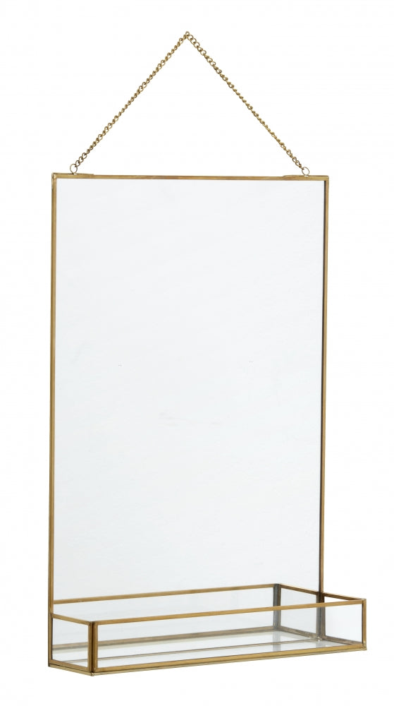 Mirror w/shelf, golden edge