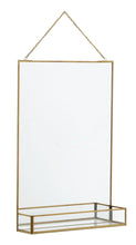 Mirror w/shelf, golden edge