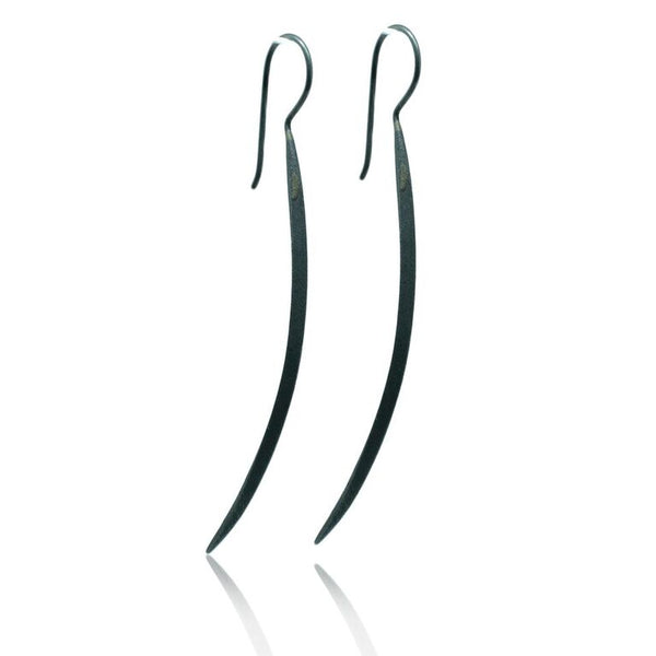 CollardManson 925 Silver XLong Curved Earrings- oxidised