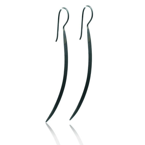 CollardManson 925 Silver XLong Curved Earrings- oxidised