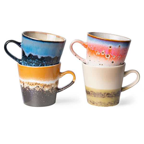 HKliving 70s ceramics: americano mug, Pegasus (set of 4)