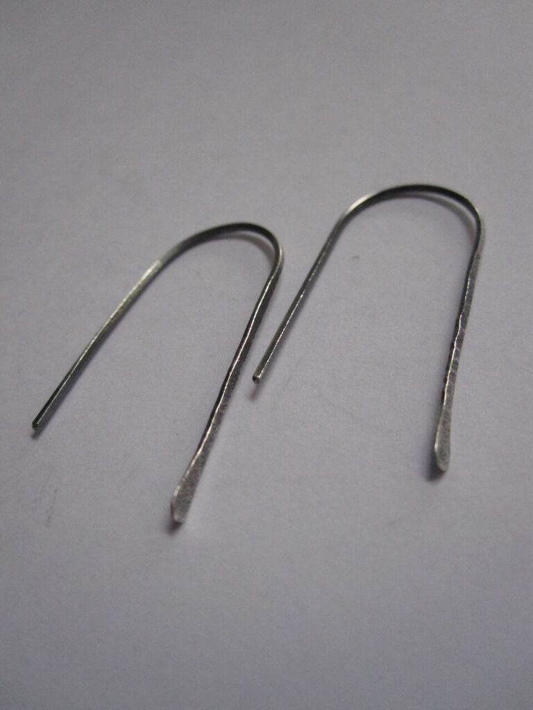 925 Silver Staple Earrings - Oxidised