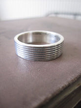 925 Solid Silver Oxidised Ribbed Band