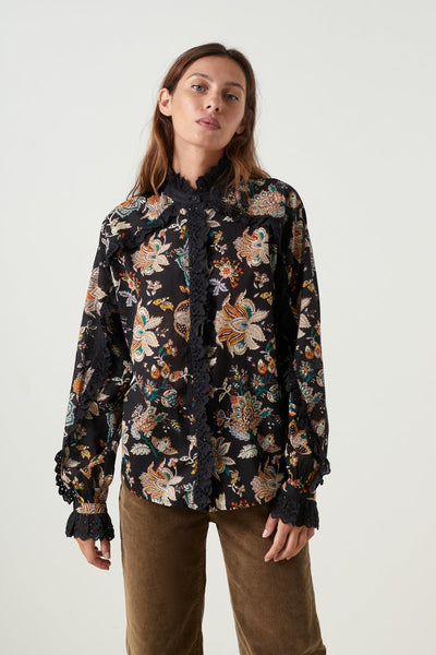 Leon & Harper AW22 Cathal Mahat Blouse Black