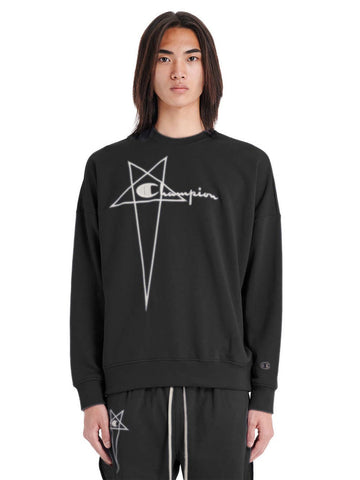 RICK OWENS X CHAMPION KNITTED PULLOVER SWEATSHIRT - BLACK