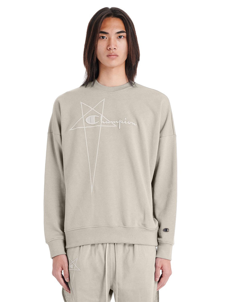 RICK OWENS X CHAMPION KNITTED PULLOVER SWEATSHIRT - PEARL