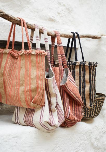 Handwoven Striped Bag - Peach