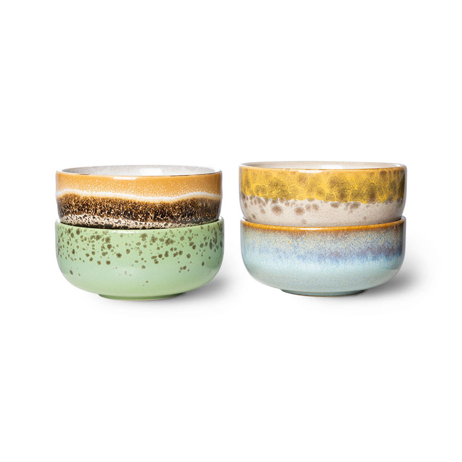 HKliving 70s ceramics: XS bowls, castor (set of 4)