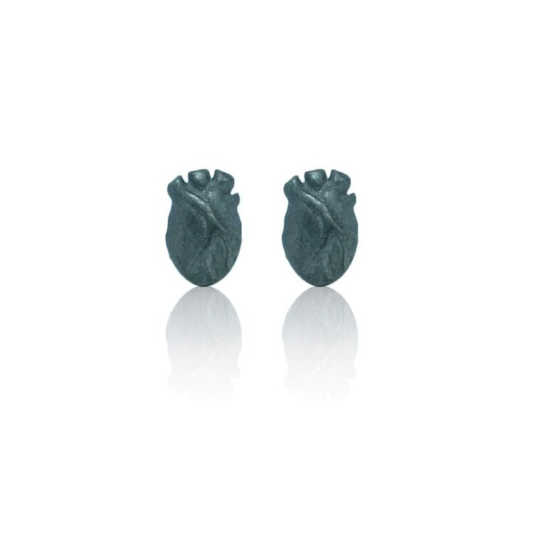 WDTS 925 Silver Oxidised Heart Earrings