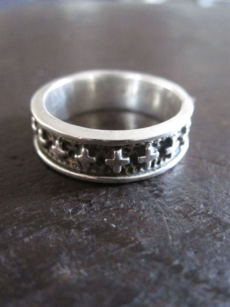 925 Silver Cross Band Ring