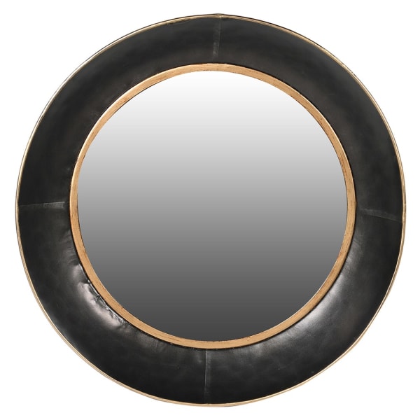 Black Dimpled Round Mirror