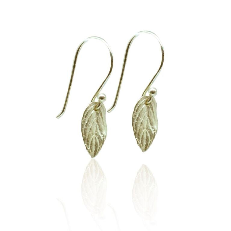 CollardManson 925 Silver Small Leaf Earrings- gold