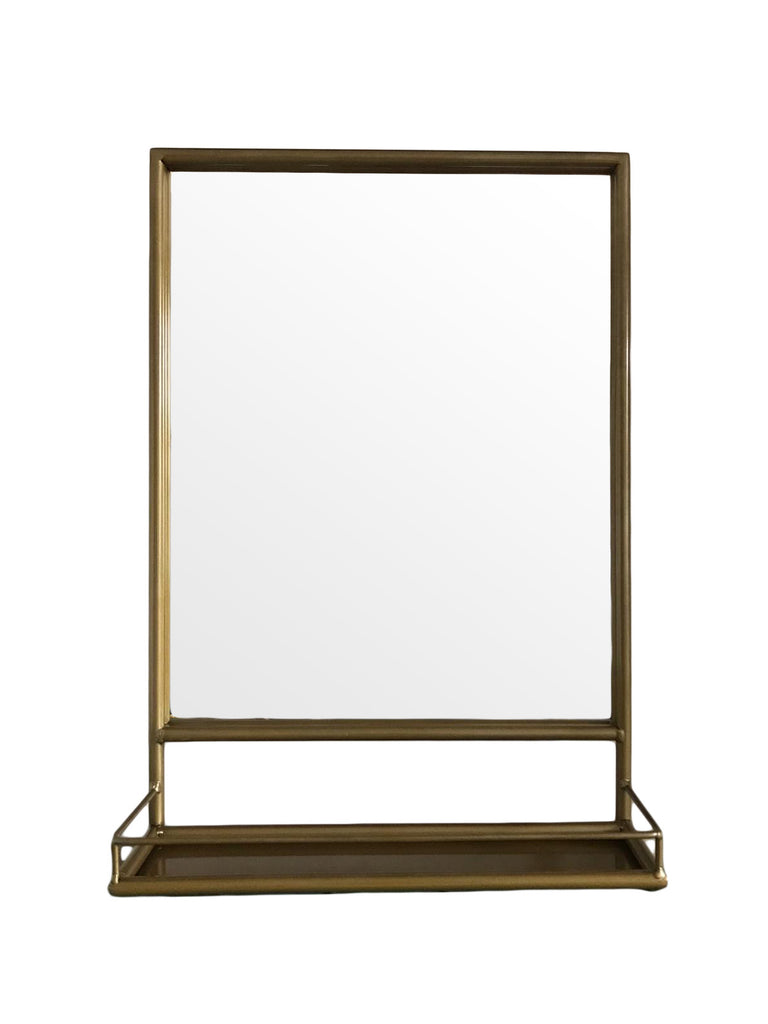 Maitri Gold tone Mirror with shelf