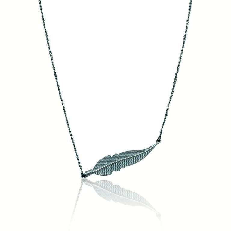 925 Silver horizontal Feather Necklace