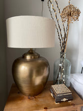 Deimas lamp - Antique brass finish & Linen Shade