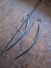 CollardManson 925 Silver Long Curved Earrings- oxidised