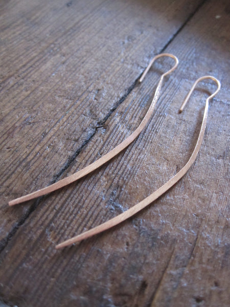 CollardManson 925 Silver Long Curved Earrings- Rose Gold