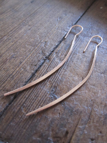 CollardManson 925 Silver Long Curved Earrings- Rose Gold