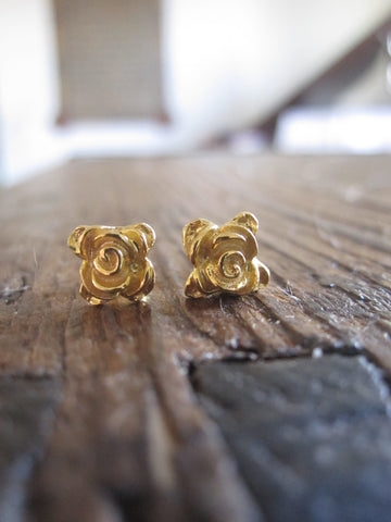 CollardManson 925 Silver rose studs- gold