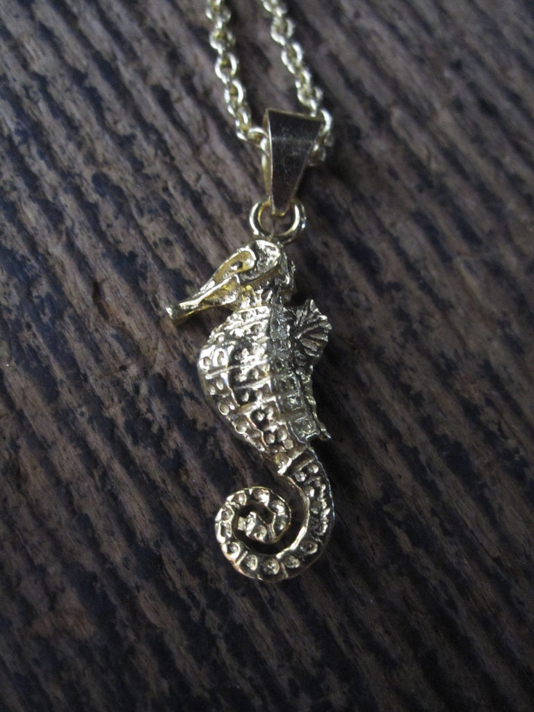 925 Silver Seahorse Necklace - gold plated