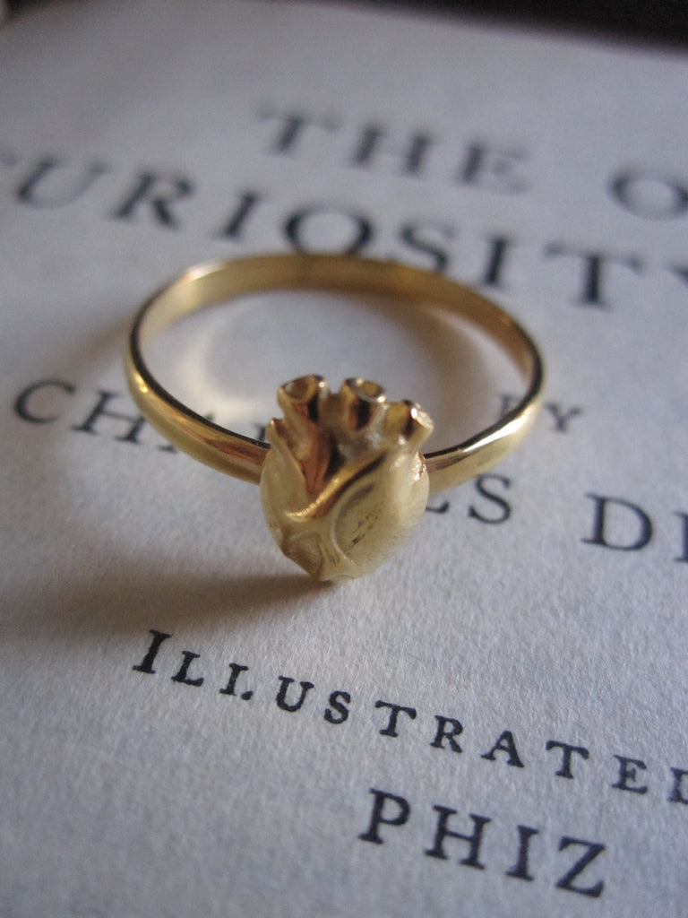 925 Silver Anatomical Heart Ring- gold