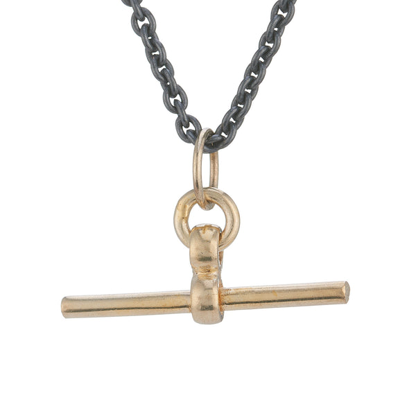 T-bar chain necklace oxid/gold