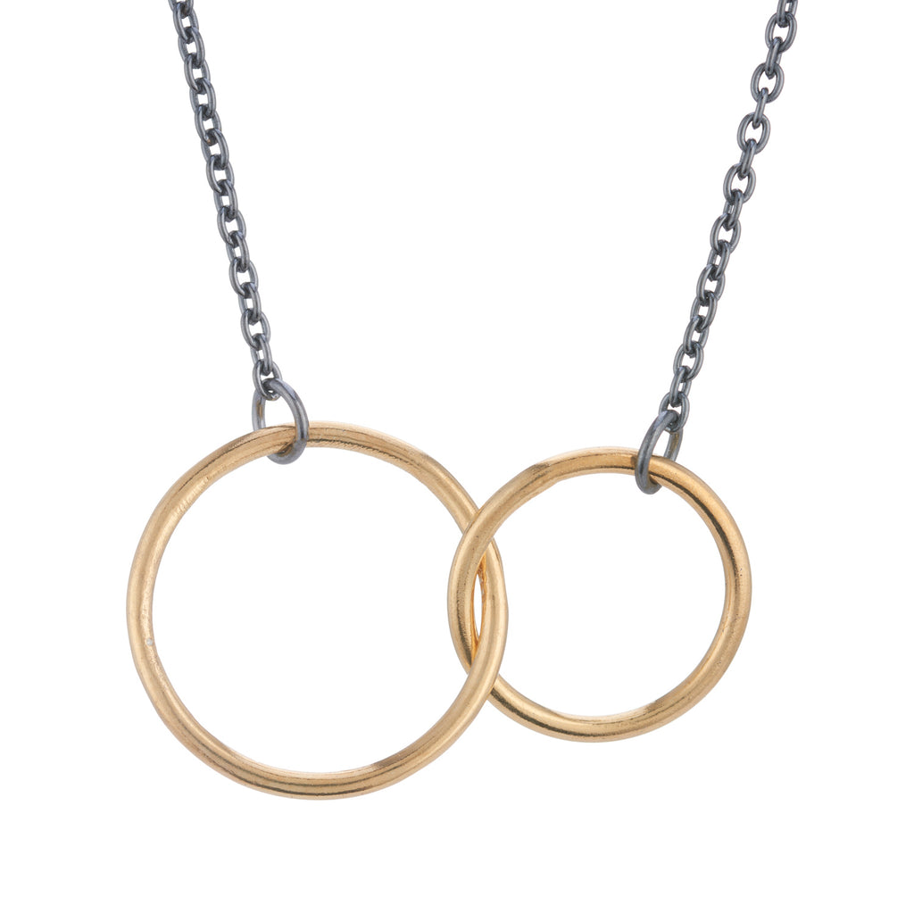 Double hoop Necklace - oxid gold