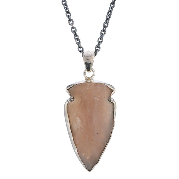 WDTS 925 Silver Light Agate Arrowhead Pendant