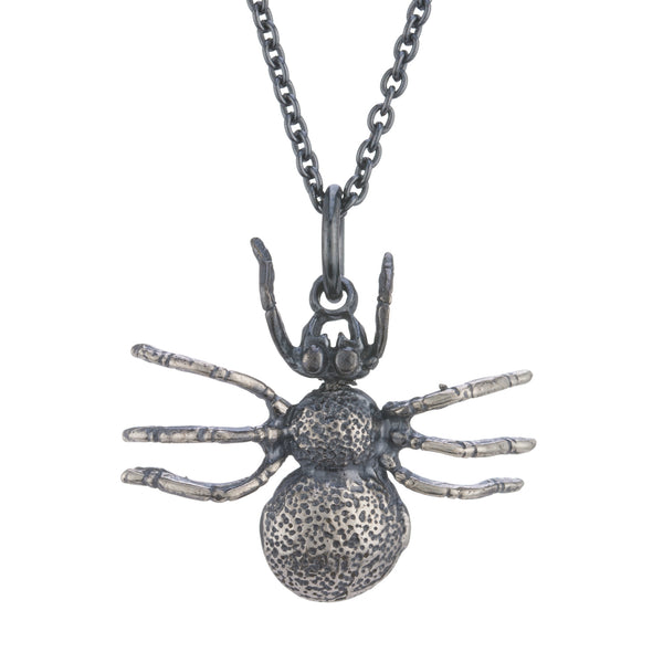 Oxidised 925 Silver Spider necklace